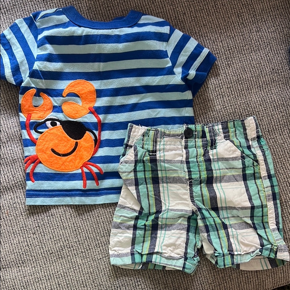 J. Khaki Blue Striped Crab Tee